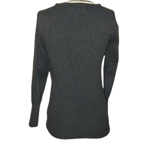 ZARA Knit Charcoal Gray V-Neck Fitted Cardigan Sweater M - Picture 4 of 16
